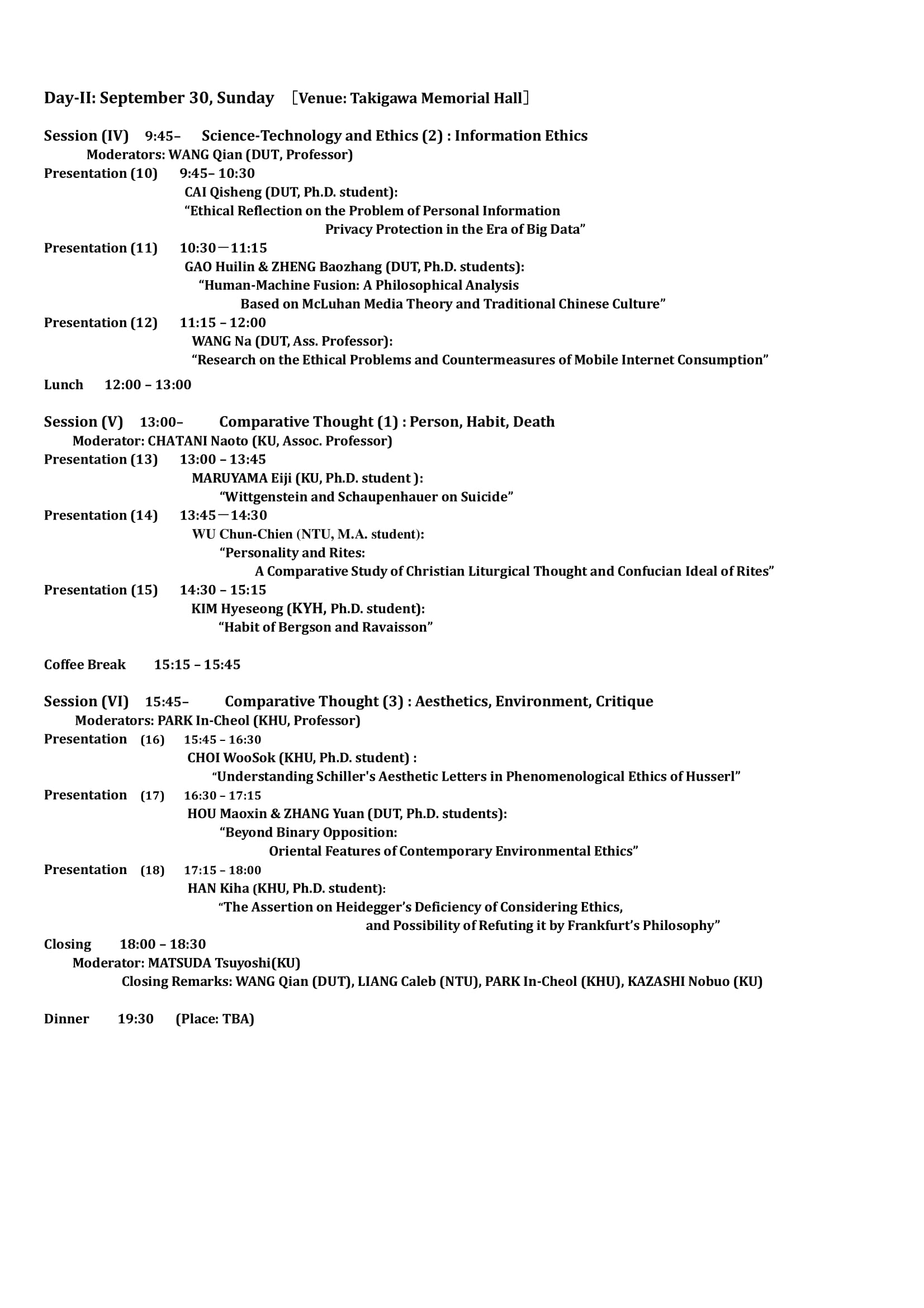 program, Kobe Conference-2